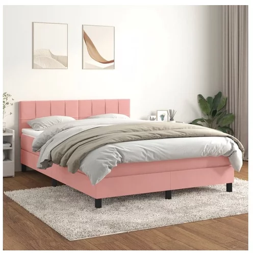 vidaXL Krevet s oprugama i madracem ružičasti 140x200 cm baršunasti