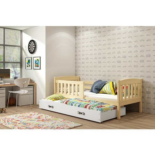 Kubus drveni dečiji krevet sa dodatnim krevetom - 190*80 - svetlo drvo Slike