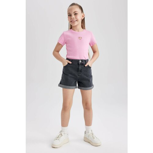 Defacto Girl's Mom Fit Flared Detailed Jean Shorts Slike