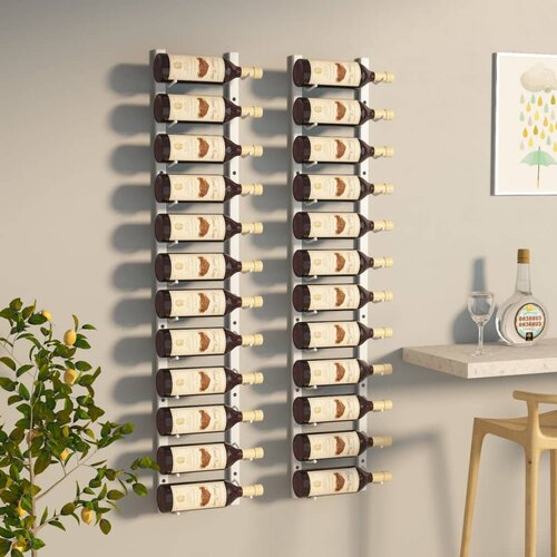 vidaXL Zidni stalak za vino za 12 boca 2 kom bijeli željezni Cijene