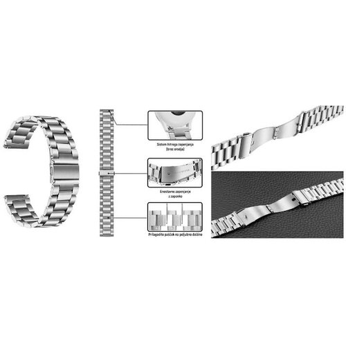 Chameleon Kovinski pa&amp;scaron;ček 20 mm, Silver, za pametno uro Slike