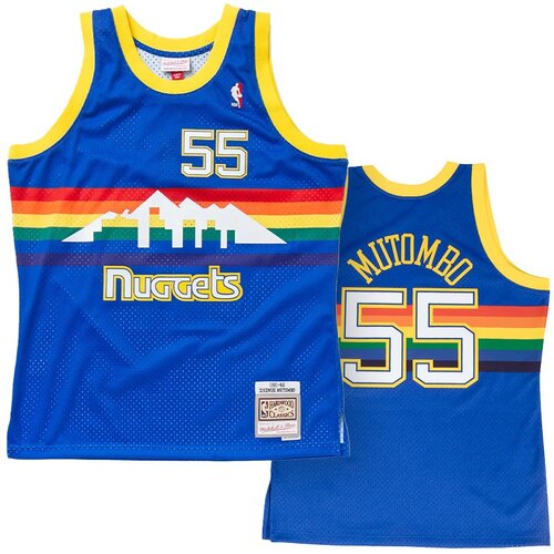 Mitchell And Ness mu&amp;scaron;ki Dikembe Mutombo 55 Denver Nuggets 1991-92 Swingman Road dres Slike