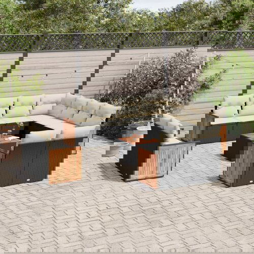  The Living Store Vrtna sedežna garnitura 12-delna z blazinami črn poli ratan - Vrtna Sedežna Garniture, (21477882) Cene