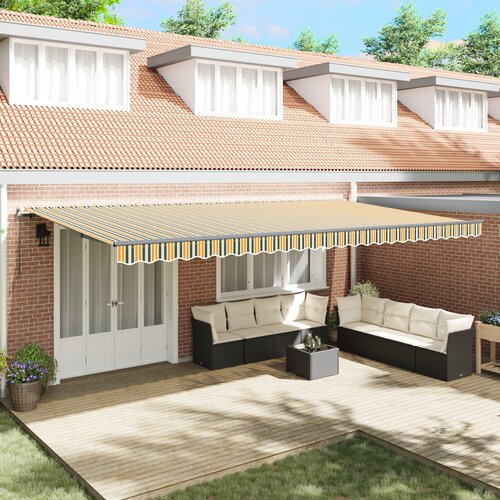 vidaXL Ročna retraktibilna tenda Zelena in rumena 600x300 cm, Fabrika za zamenjavo tende za okvir 6x3 m Zelena in rumena Cene