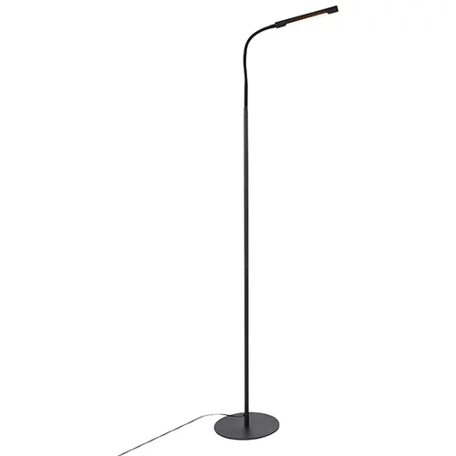 QAZQA Dizajnerska stoječa svetilka črna z LED z zatemnitvijo na dotik - Palka