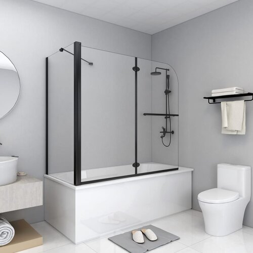 VidaXL tu&amp;scaron; kabina harmonika prozorna esg 120x68x130 cm črna Slike