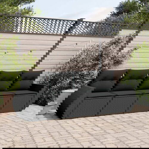  The Living Store Vrtna sedežna garnitura 4-delna z blazinami črna poli ratan - Vrtna Sedežna Garniture, (21481409) Cene