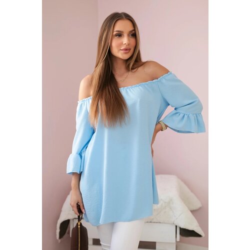 Kesi Spanish blouse with ruffles on the sleeve blue Slike