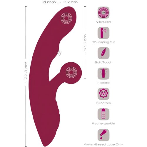 Javida 2 Function Rabbit Vibrator Vibration &amp;amp; Thumping Red Slike
