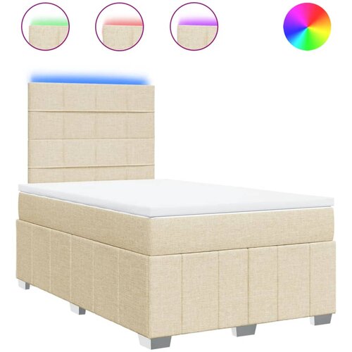 vidaXL Box spring postelja z vzmetnico krem 120x200 cm blago, (21308362) Cene