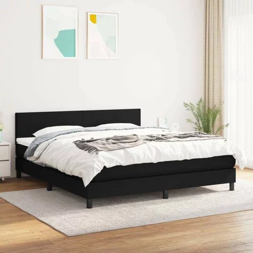  Box spring postelja z vzmetnico črna 160x200 cm blago, (20791666)