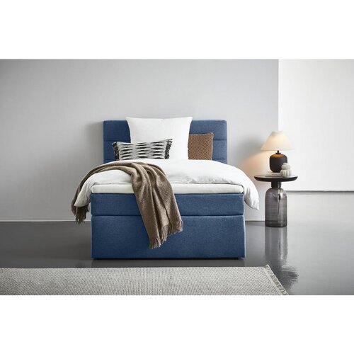CARRYHOME POSTELJA BOXSPRING 120 cm x 200 cm , tekstil temno modra Slike