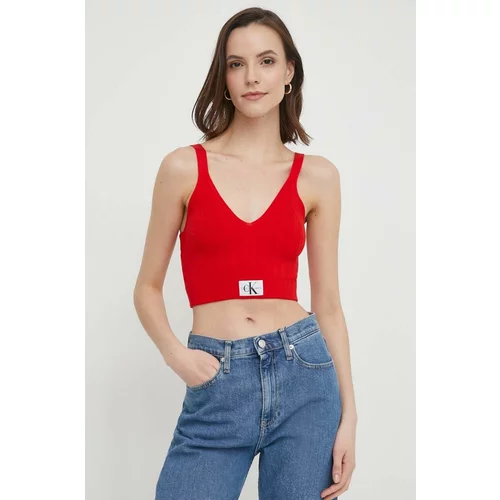 Calvin Klein Jeans Top ženski, rdeča barva