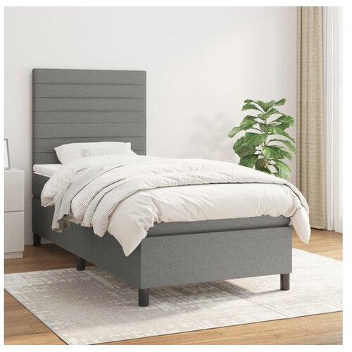  Box spring postelja z vzmetnico temno siva 100x200 cm blago Cene