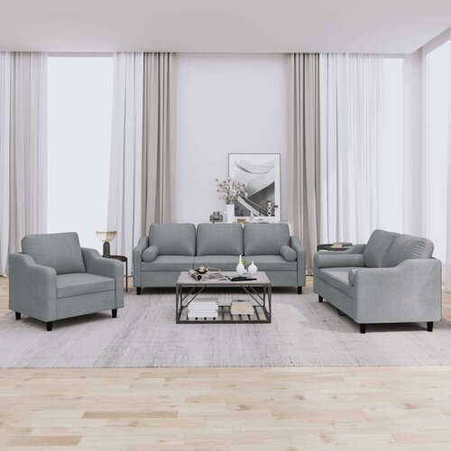  3-dijelni set sofa s jastucima svjetlosivi od tkanine Cijene