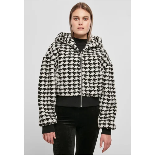 UC Ladies Ladies Short Oversized AOP Sherpa Jacket blackhoundstooth