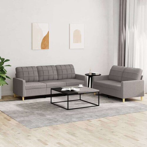  2-dijelni set sofa s jastucima smeđesivi od tkanine Cijene