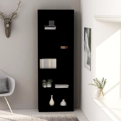 The Living Store Knjižna omara 5-nadstropna črna 60x24x175 cm iverna plošča - Knjižna Omara, (21436934) Cene