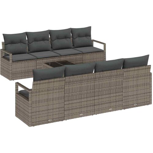  Set sofe 7 kom. 6-Broj sjedala Siva poliratan 230 x 62 x 85 cm Slike