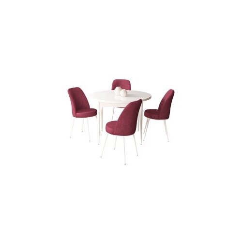 Hanah home tor - white, burgundy whiteburgundy dining table & chairs set (5 pieces) Cene