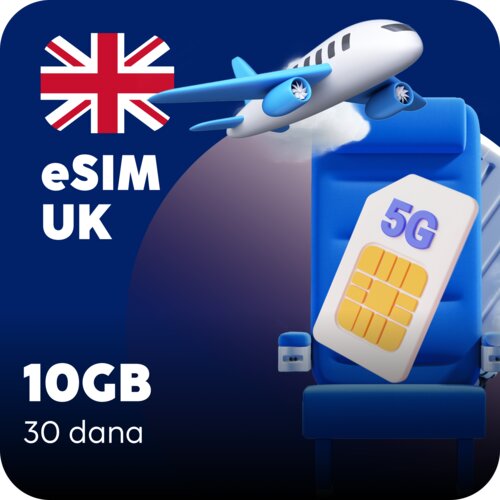 Ananas eSIM Ujedinjeno Kraljevstvo eSIM kartica - 10GB prepaid mobilnih podataka za 30 dana Cene