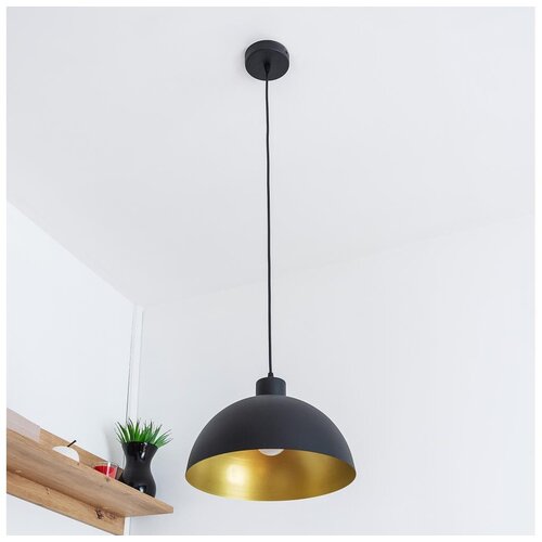  Visilica na sajli VESPER 1xE27/15 W/230 V, prečnik 30 cm, crna/zlatna Cene