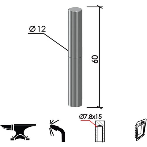 Dabel šarka bravarska za vrata SP3 ne fi12x60/7,8x15mm DP1 Slike