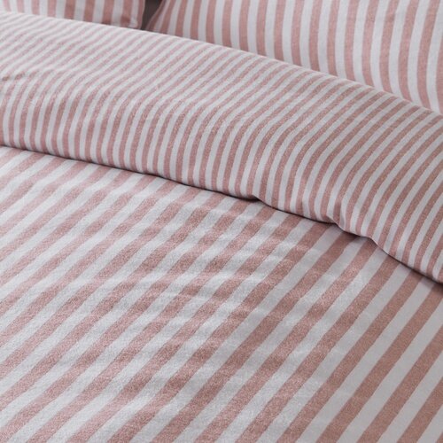 Catherine Lansfield Rožnata podalj&amp;scaron;ana flanelna posteljnina za zakonsko posteljo 230x220 cm Stripe &amp;ndash; Slike