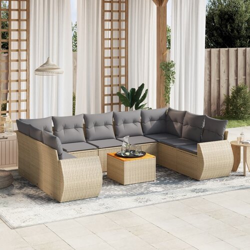  10-dijelni set vrtnih sofa s jastucima bež od poliratana 70 x 62 x 69 cm Cene