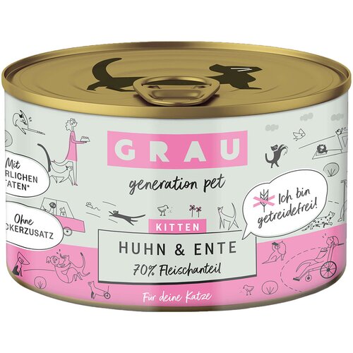 GRAU Kitten brez žit 6 x 200 g - Piščanec & raca Cene