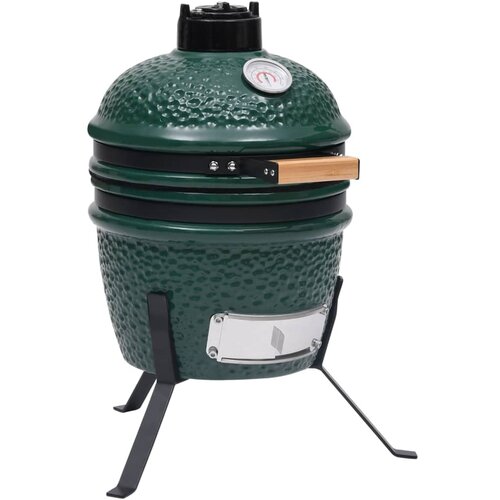 V 2-u-1 roštilj s pušnicom Kamado keramički 56 cm zeleni Cene