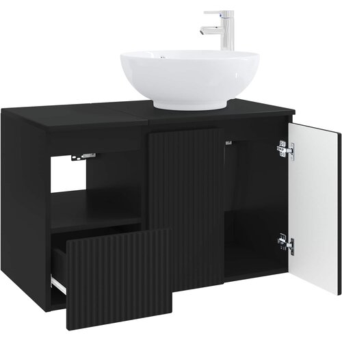  Set namje&amp;scaron;taja za kupaonicu 2 kom. Crna Konstruirano drvo 49,5 x 44,5 x 80 cm Slike