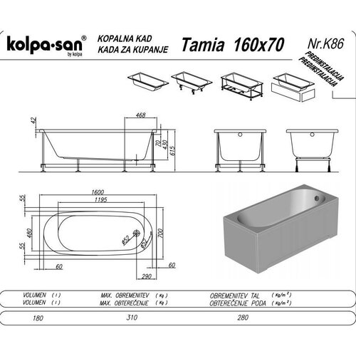 Kolpa San obloge s postoljem - destiny 160x70 tamia 160x70 571260 Slike