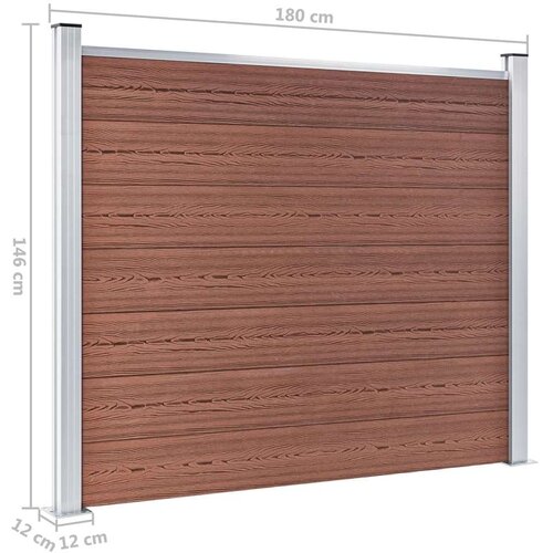 VidaXL set panela za ogradu WPC 353 x 146 cm smeđi Slike