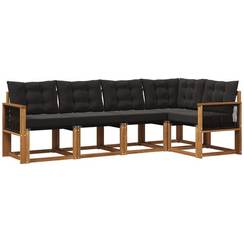 vidaXL Zunanja garnitura za sedenje z blazino 5 pcs Naravna in črna, (5000273139) Cene