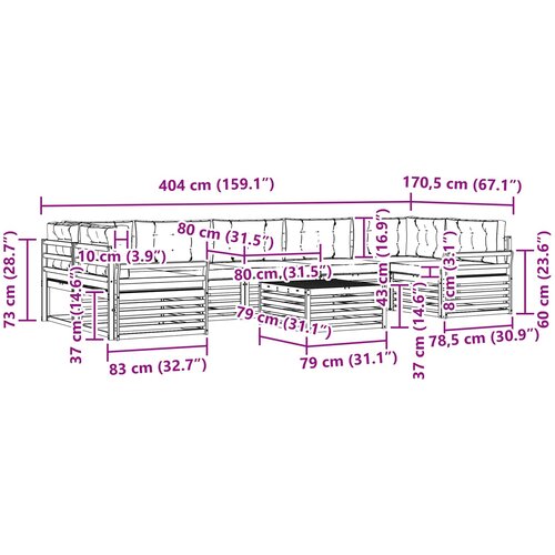  Set vanjskih sofa 8 kom. Prirodna i bež Slike