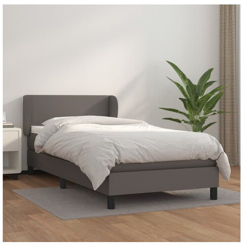  Box spring postelja z vzmetnico siv 100x200 cm umetno usnje Cene