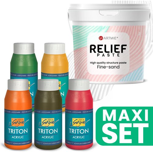 Artmie 3D pasta i set akrilnih boja TRITON (5k750 ml - tople nijanse) Cene