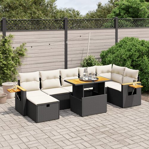 vidaXL 8-dijelni set vrtnih sofa od poliratana s jastucima crni Cijene