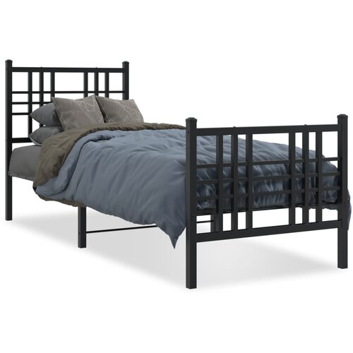 vidaXL Metalni okvir kreveta uzglavlje i podnožje crni 80x200 cm Cene