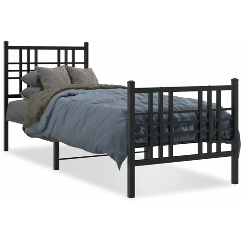 vidaXL Metalni okvir kreveta uzglavlje i podnožje crni 80x200 cm