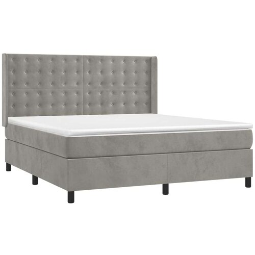  Box spring s madracem LED svjetlosivi 180x200 cm bar&amp;scaron;un Slike