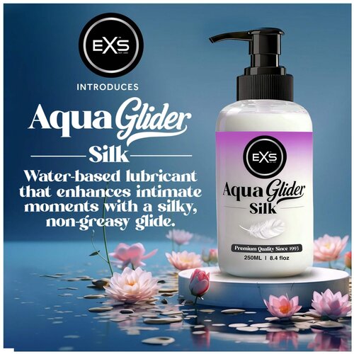 EXS AquaGlider Silk - svilenkasti lubrikant na bazi vode u bočici s pumpicom (250 ml) Slike