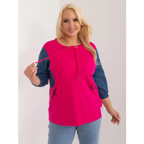 Fashion Hunters Plus-size fuchsia blouse with 3/4 sleeves