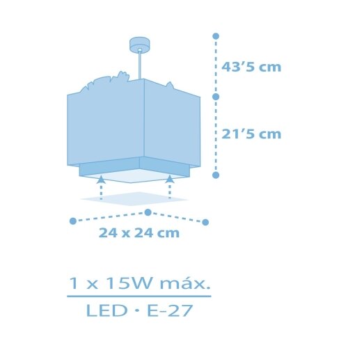 Dalber 63112T - Dečiji luster JUNGLE 1xE27/15W/230V plava Slike