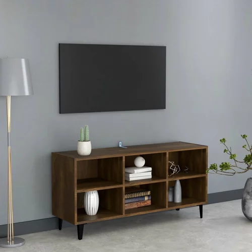 vidaXL TV omarica s kovinskimi nogami rjavi hrast 103,5x30x50 cm