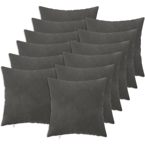  Presvlaka za jastuk 12 pcs HEERLEN Tamnosiva 50 x 50 cm Baršun Cene
