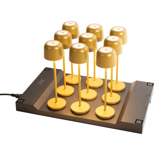 QAZQA Set van 9 tafellampen goud oplaadbaar incl. laadstation - Raika Cene