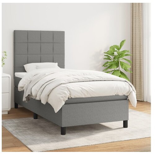  Box spring postelja z vzmetnico temno siva 80x200 cm blago Cene