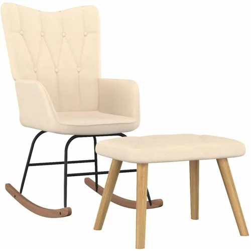  Stolica za ljuljanje s osloncem za noge krem od tkanine